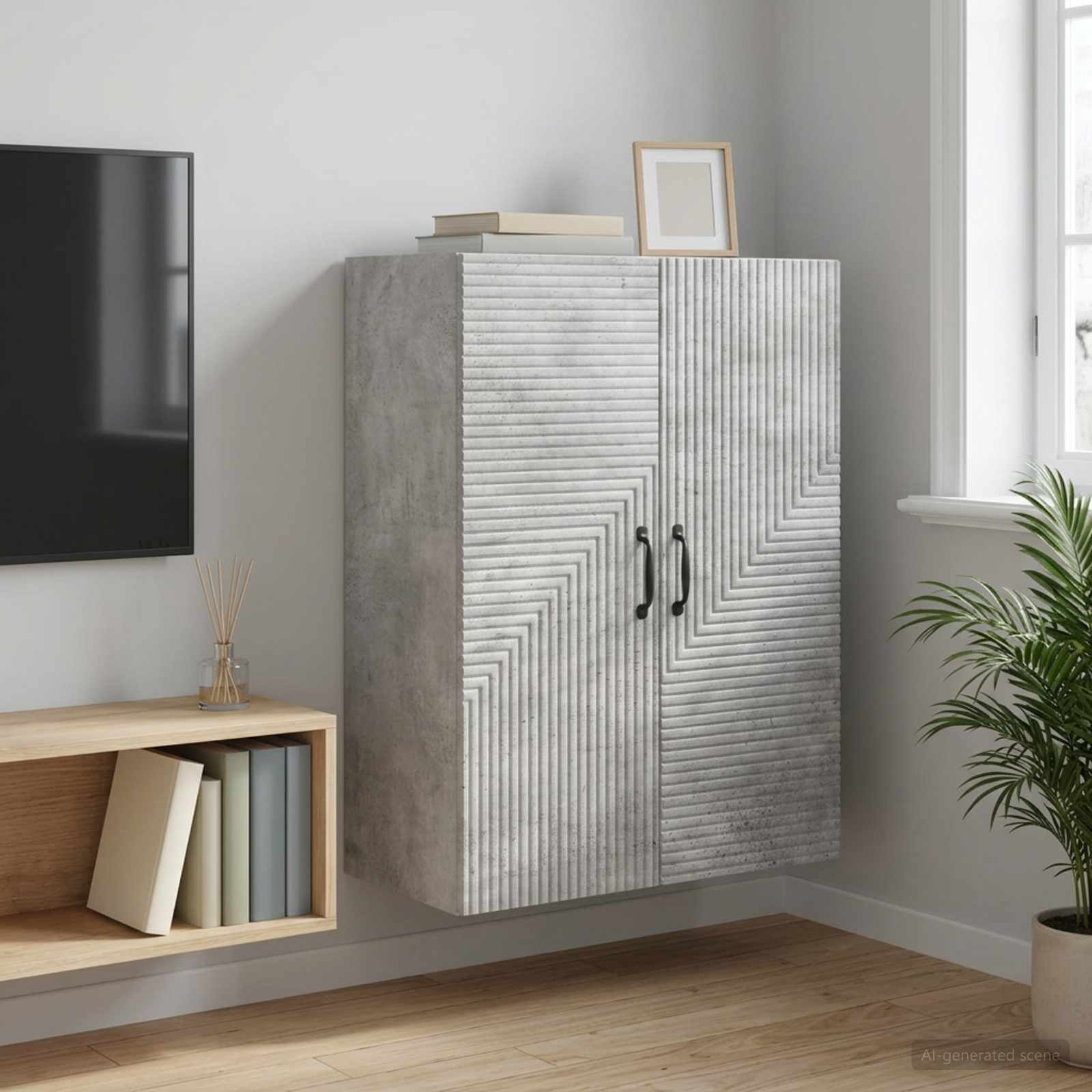 Mobiletto a muro Grigio Cemento 66 x 34,5 x 90 cm | homemem39