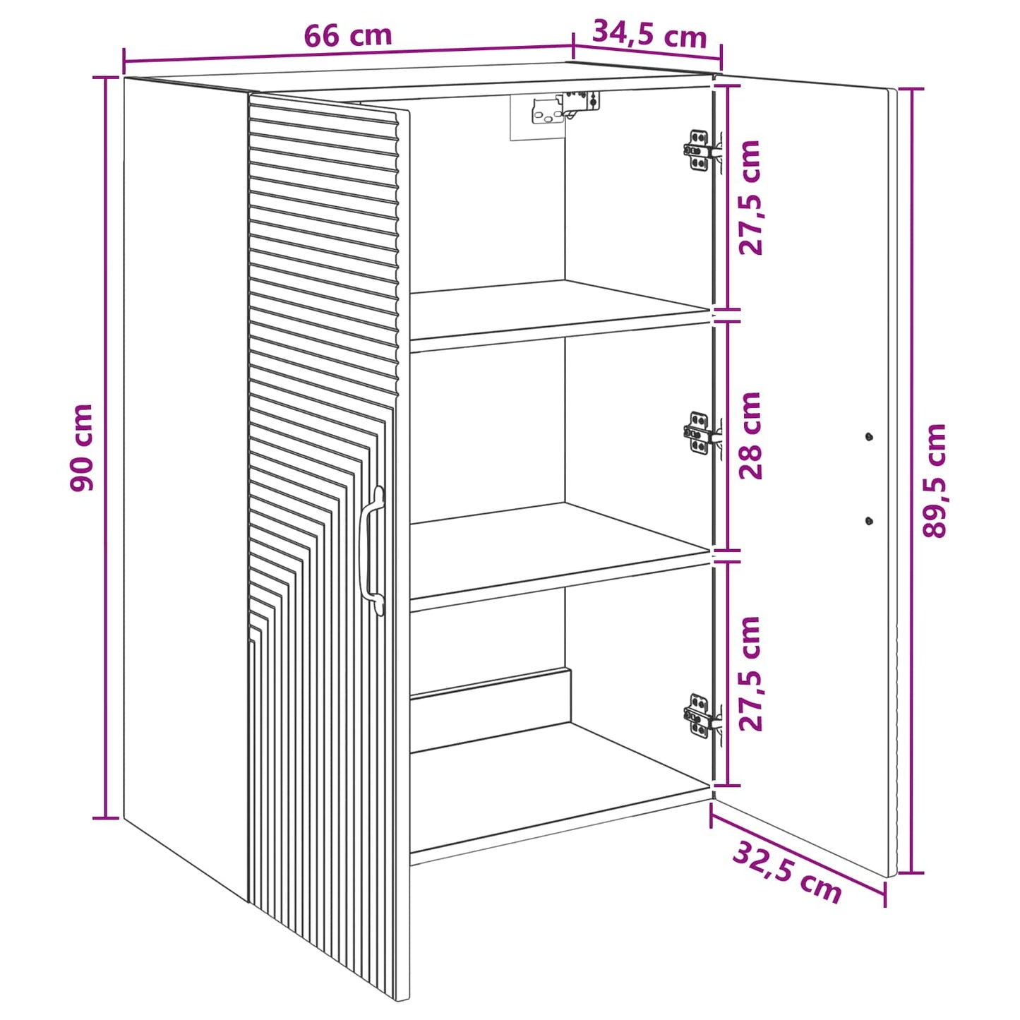 Mobiletto a muro Rovere Fumo 66 x 34,5 x 90 cm | homemem39
