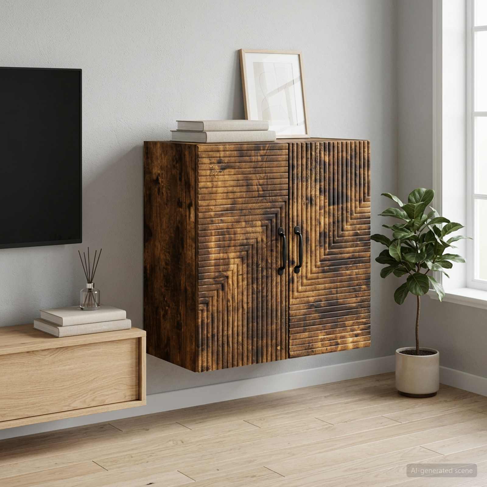 Mobiletto a muro Rovere Fumo 59 x 31 x 60 cm | homemem39