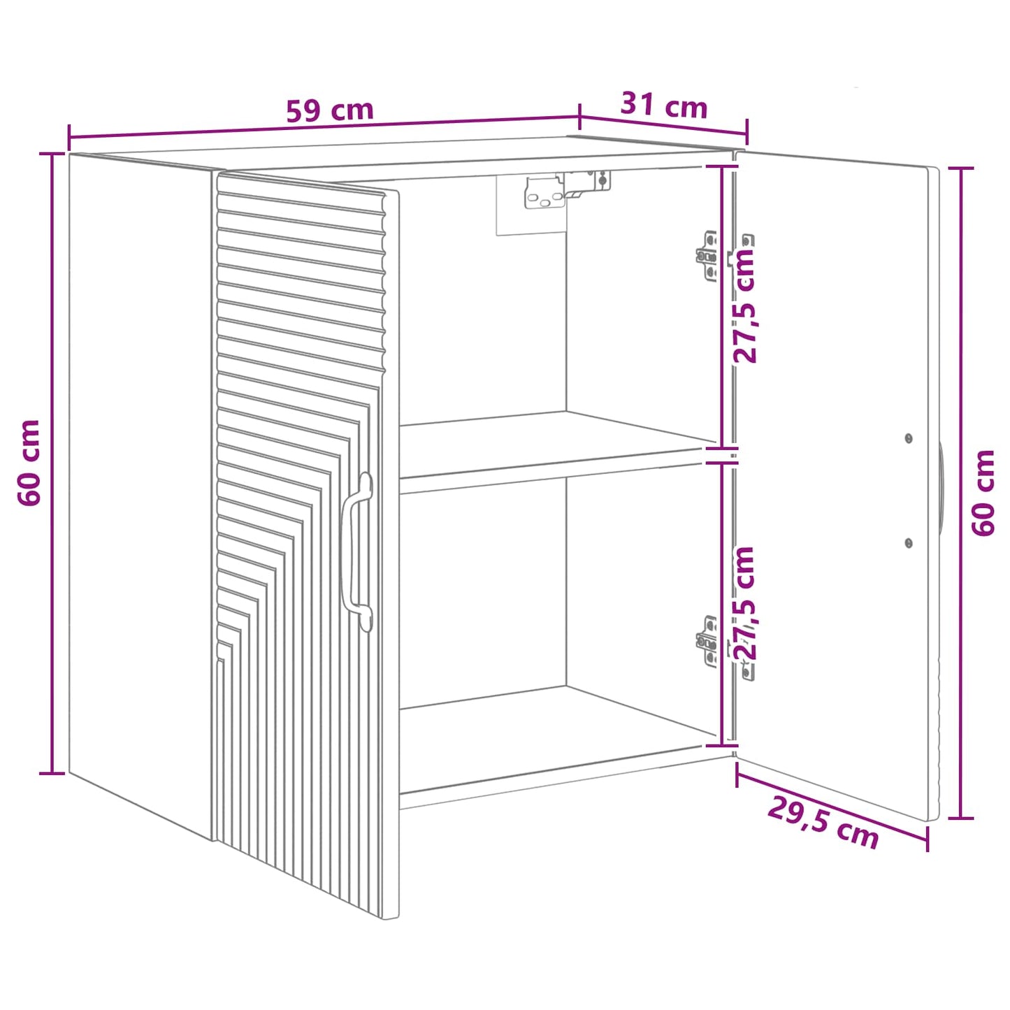 Mobiletto a muro Legno antico 59 x 31 x 60 cm | homemem39