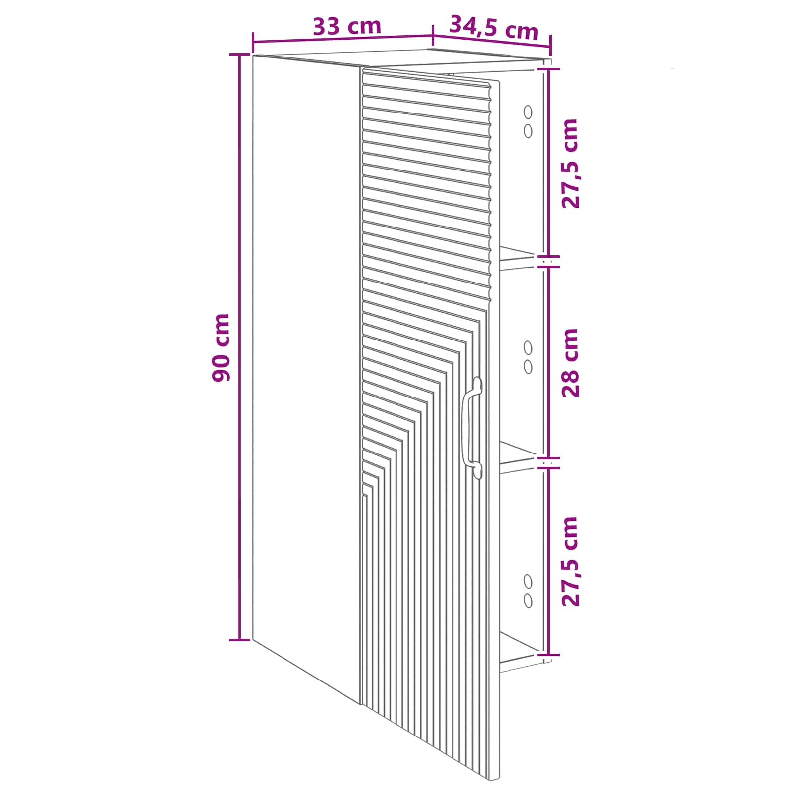 Mobiletto a muro Bianco 33 x 34,5 x 90 cm Legno ingegnerizzato | homemem39