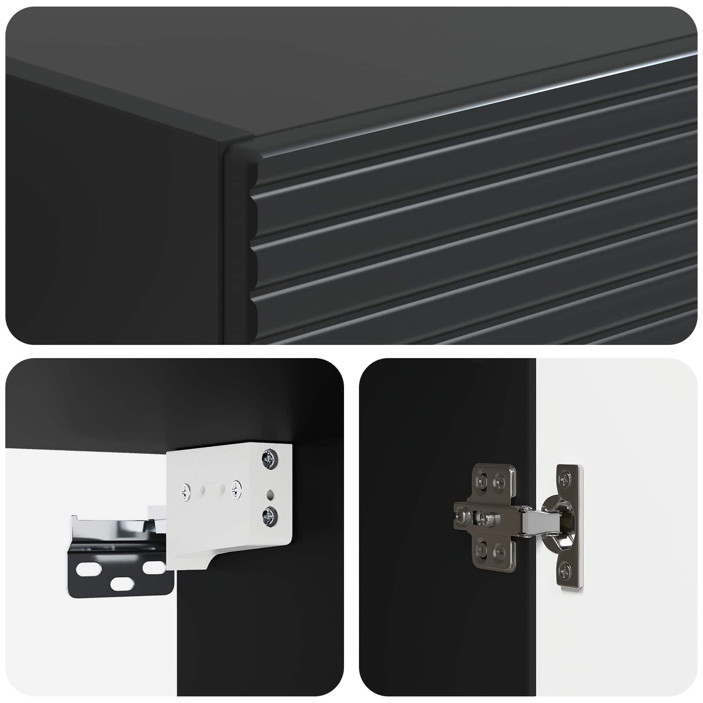 Mobiletto a muro Nero 33 x 34,5 x 90 cm Legno ingegnerizzato | homemem39