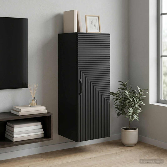 Mobiletto a muro Nero 33 x 34,5 x 90 cm Legno ingegnerizzato | homemem39