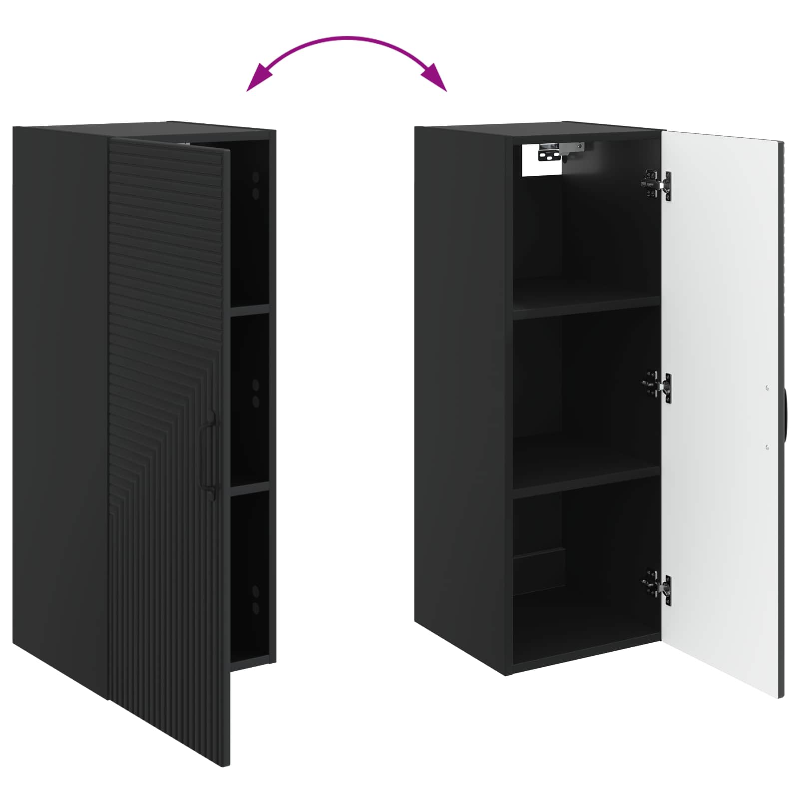 Mobiletto a muro Nero 33 x 34,5 x 90 cm Legno ingegnerizzato | homemem39