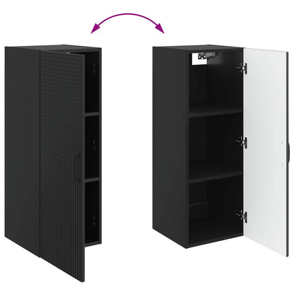 Mobiletto a muro Nero 33 x 34,5 x 90 cm Legno ingegnerizzato | homemem39