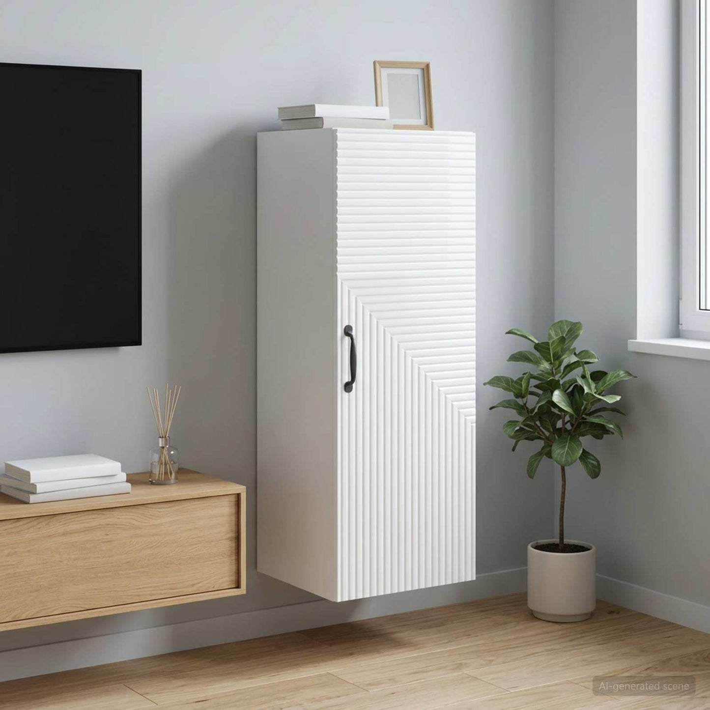 Mobiletto a muro Bianco Lucido 33 x 34,5 x 90 cm | homemem39