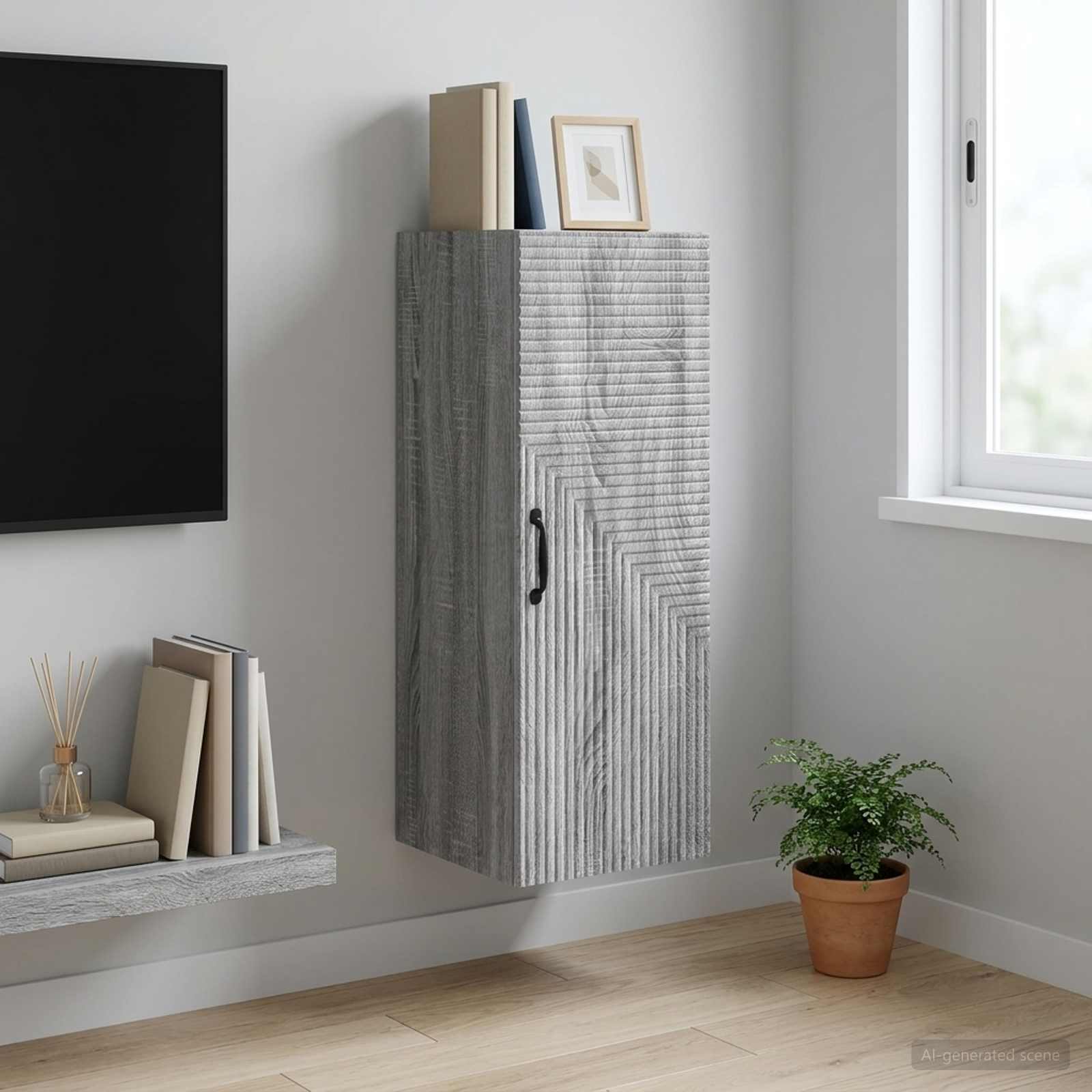 Mobiletto a muro Sonoma grigio 33 x 34,5 x 90 cm | homemem39