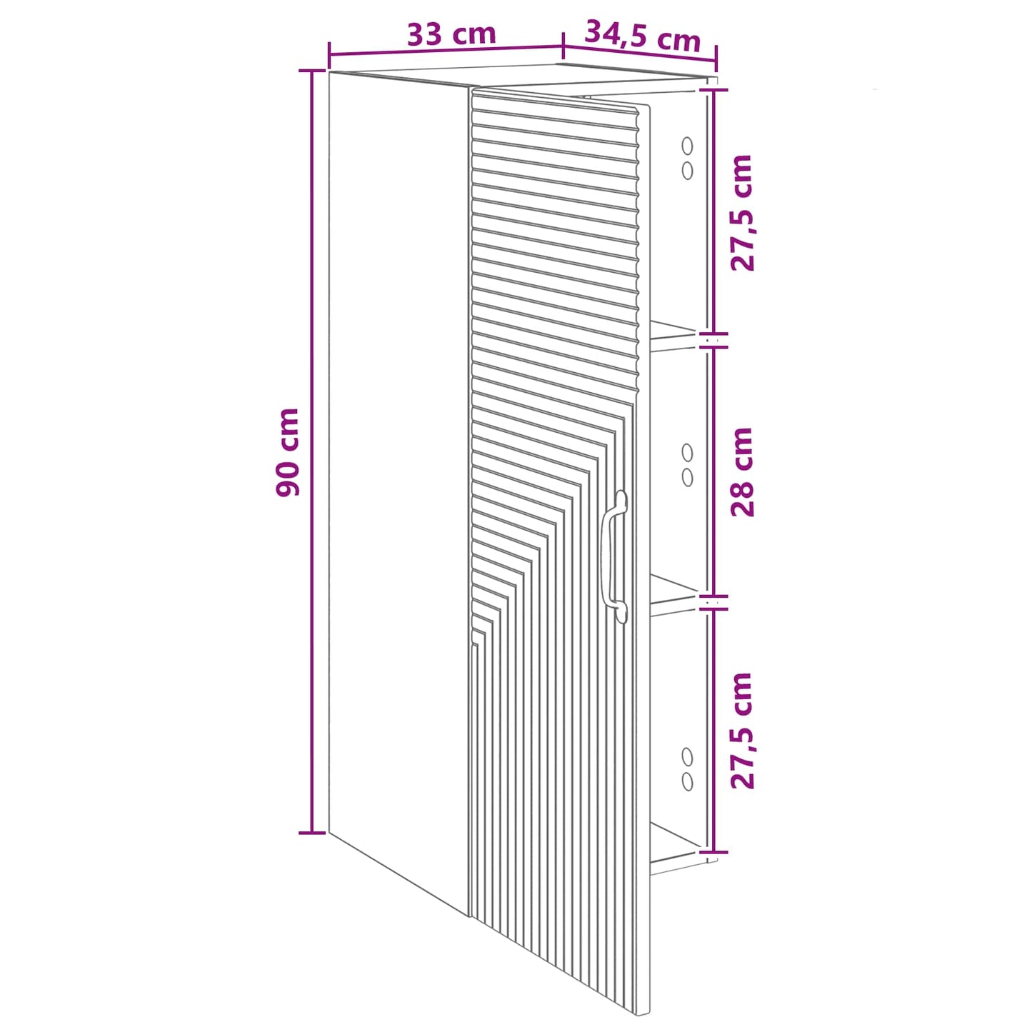 Mobiletto a muro Sonoma grigio 33 x 34,5 x 90 cm | homemem39