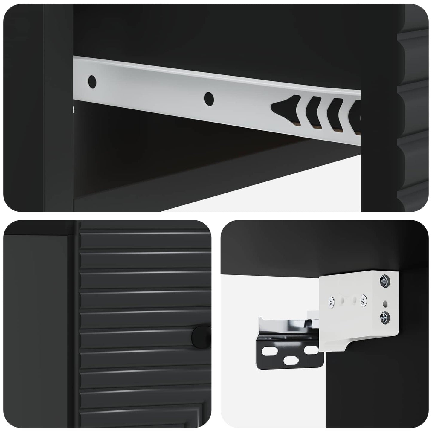 Mobiletto da notte a muro con cassetto Nero 34,5 x 33 x 20 cm