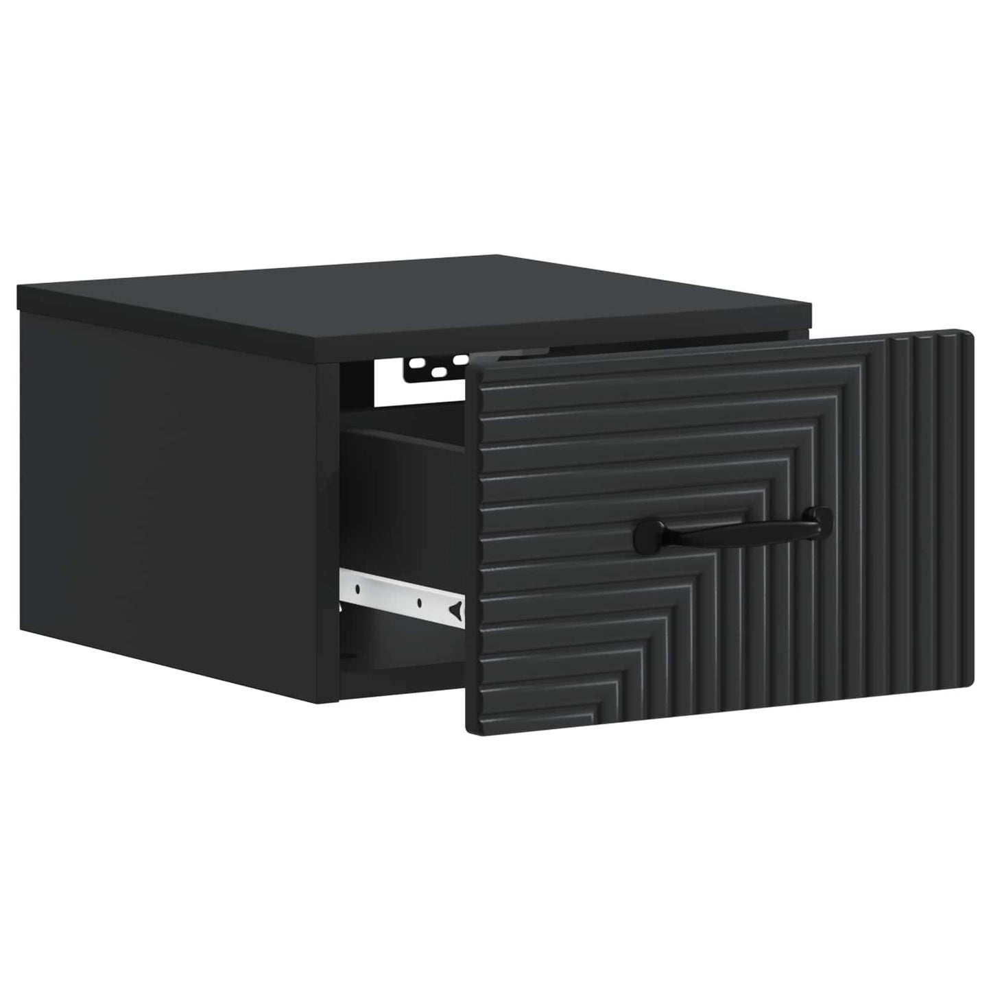 Mobiletto da notte a muro con cassetto Nero 34,5 x 33 x 20 cm | homemem39
