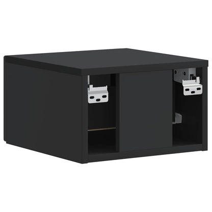 Mobiletto da notte a muro con cassetto Nero 34,5 x 33 x 20 cm