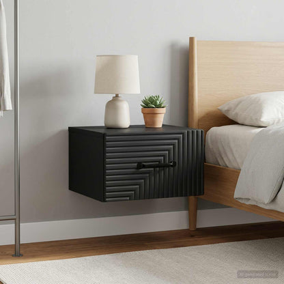 Mobiletto da notte a muro 2 pcs Nero 34,5 x 33 x 20 cm