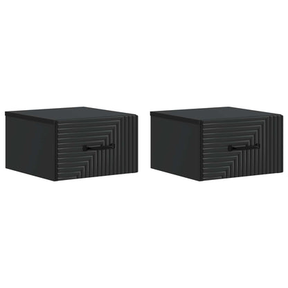 Mobiletto da notte a muro 2 pcs Nero 34,5 x 33 x 20 cm