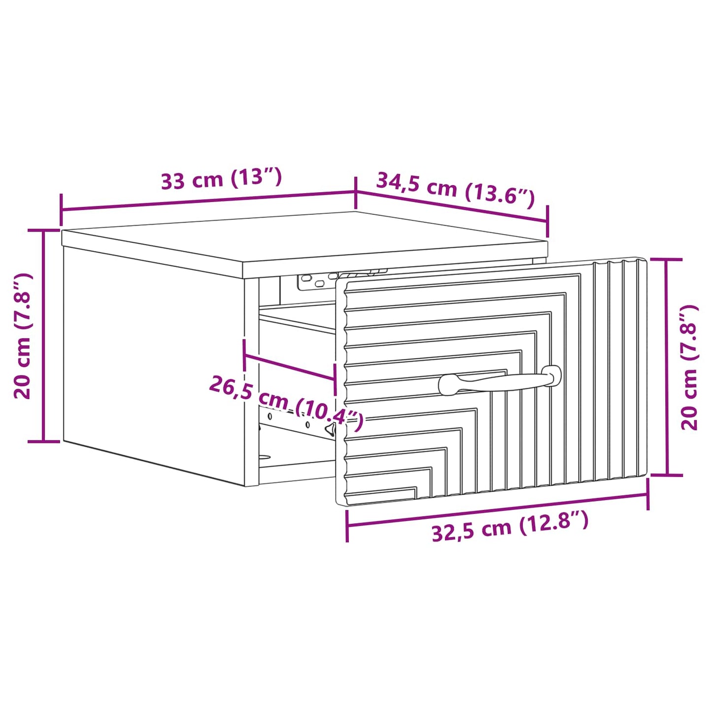 Mobiletto da notte a muro 2 pcs Nero 34,5 x 33 x 20 cm | homemem39