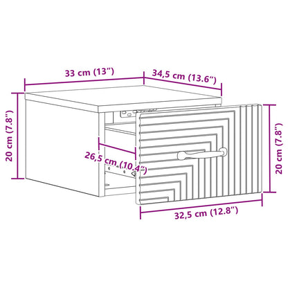 Mobiletto da notte a muro Rovere Sonoma 34,5 x 33 x 20 cm | homemem39