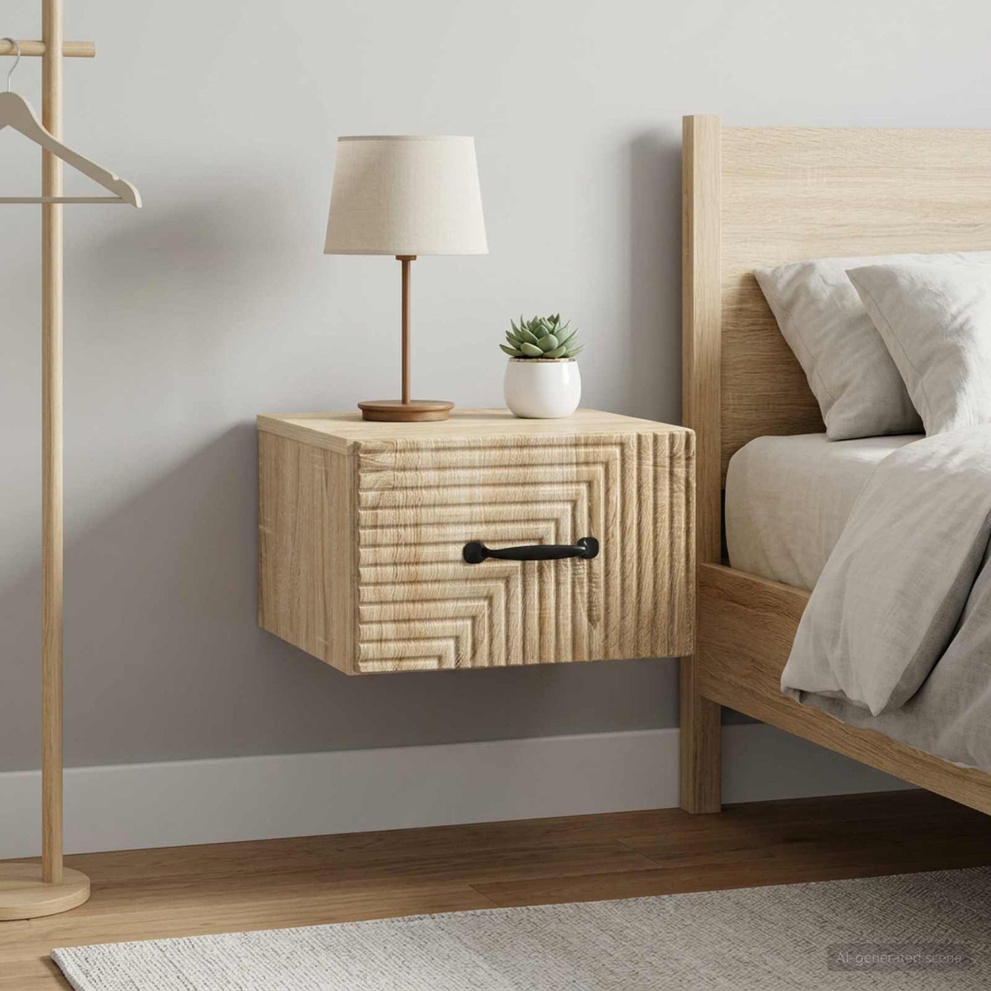 Mobiletto da notte a muro 2 pcs Rovere Sonoma 34,5 x 33 x 20 cm