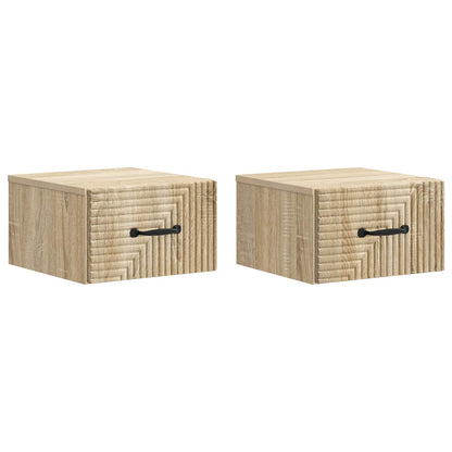 Mobiletto da notte a muro 2 pcs Rovere Sonoma 34,5 x 33 x 20 cm