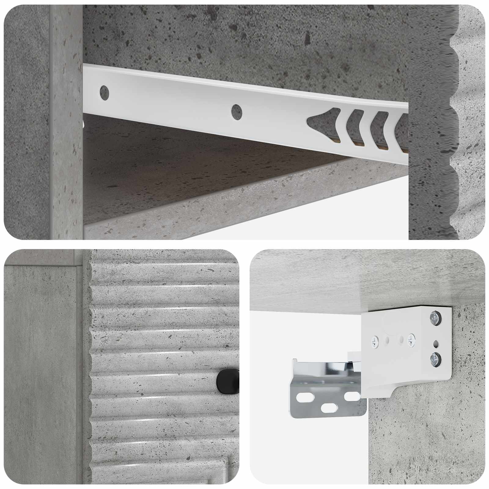 Mobiletto da notte a muro con cassetto 2 pcs Grigio Cemento | homemem39