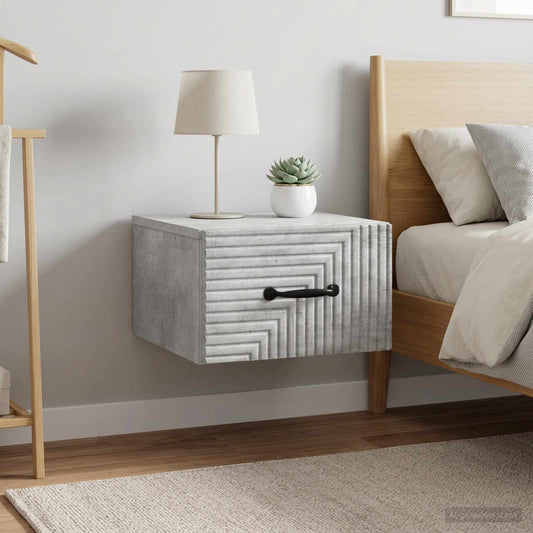 Mobiletto da notte a muro con cassetto 2 pcs Grigio Cemento
