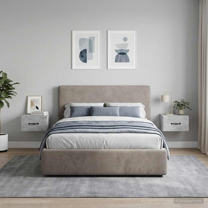 Mobiletto da notte a muro con cassetto 2 pcs Grigio Cemento