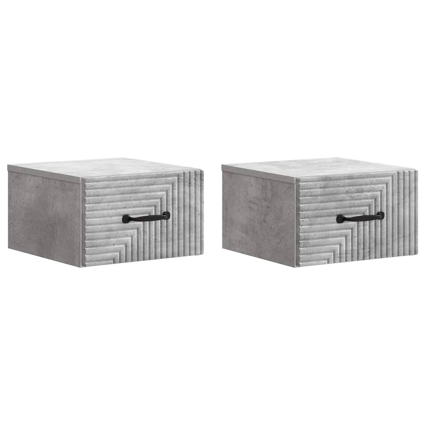 Mobiletto da notte a muro con cassetto 2 pcs Grigio Cemento