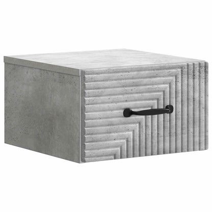 Mobiletto da notte a muro con cassetto 2 pcs Grigio Cemento