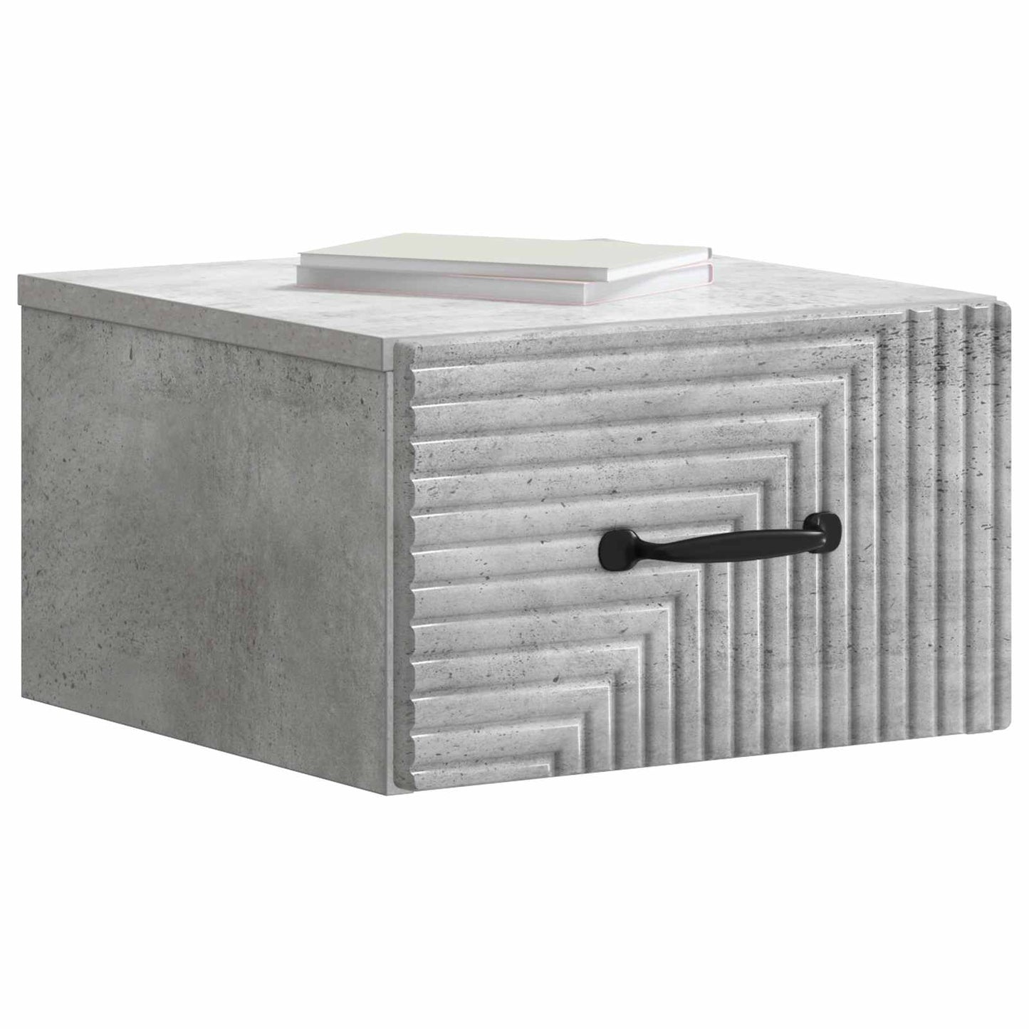 Mobiletto da notte a muro con cassetto 2 pcs Grigio Cemento