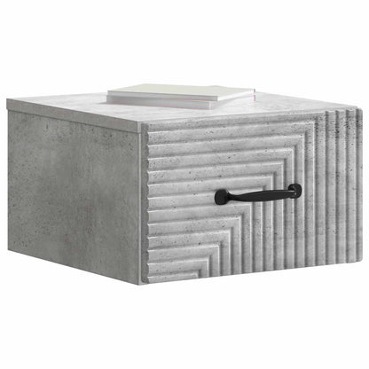 Mobiletto da notte a muro con cassetto 2 pcs Grigio Cemento