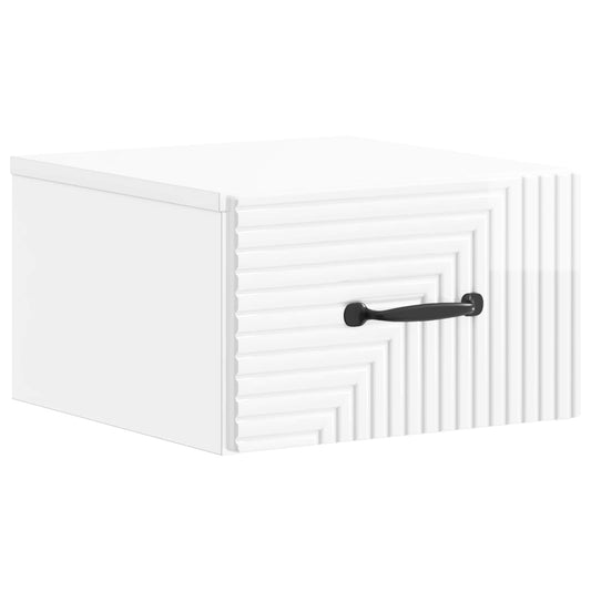 Mobiletto da notte a muro Bianco Lucido 34,5 x 33 x 20 cm | homemem39