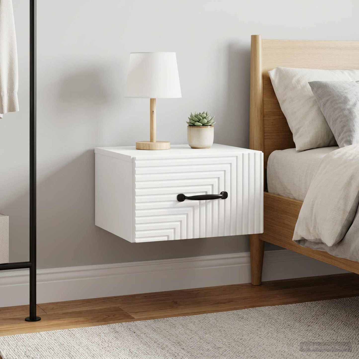 Mobiletto da notte a muro 2 pcs Bianco Lucido 34,5 x 33 x 20 cm