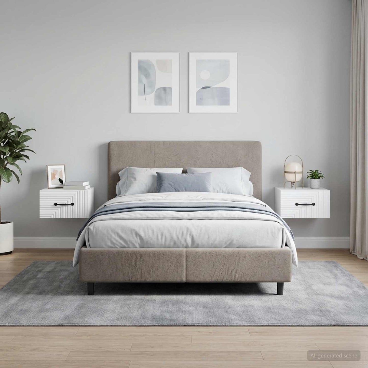Mobiletto da notte a muro 2 pcs Bianco Lucido 34,5 x 33 x 20 cm