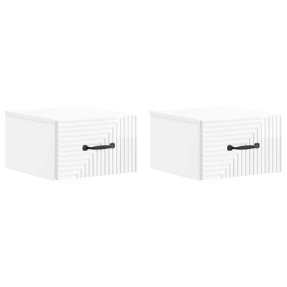 Mobiletto da notte a muro 2 pcs Bianco Lucido 34,5 x 33 x 20 cm