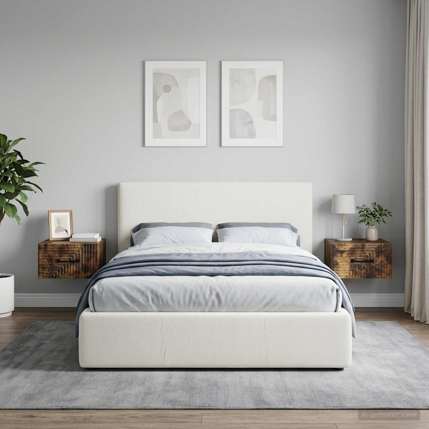 Mobiletto da notte a muro 2 pcs Rovere Fumo 34,5 x 33 x 20 cm