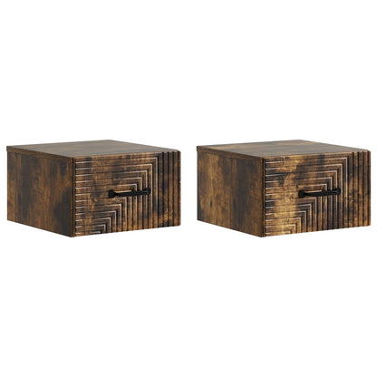 Mobiletto da notte a muro 2 pcs Rovere Fumo 34,5 x 33 x 20 cm
