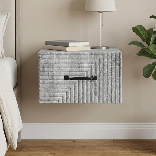 Mobiletto da notte a muro Grigio Sonoma 34,5 x 33 x 20 cm