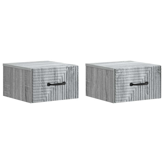 Mobiletto da notte a muro 2 pcs Grigio Sonoma 34,5 x 33 x 20 cm | homemem39