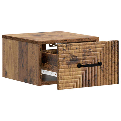 Mobiletto da notte a muro Legno antico 34,5 x 33 x 20 cm