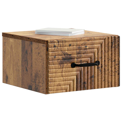 Mobiletto da notte a muro Legno antico 34,5 x 33 x 20 cm