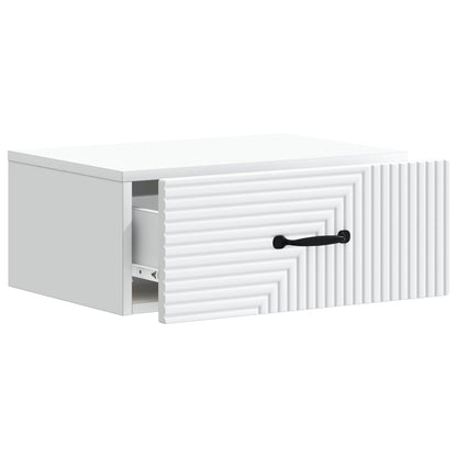 Mobiletto da notte a muro con cassetto Bianco 49 x 34,5 x 20 cm | homemem39