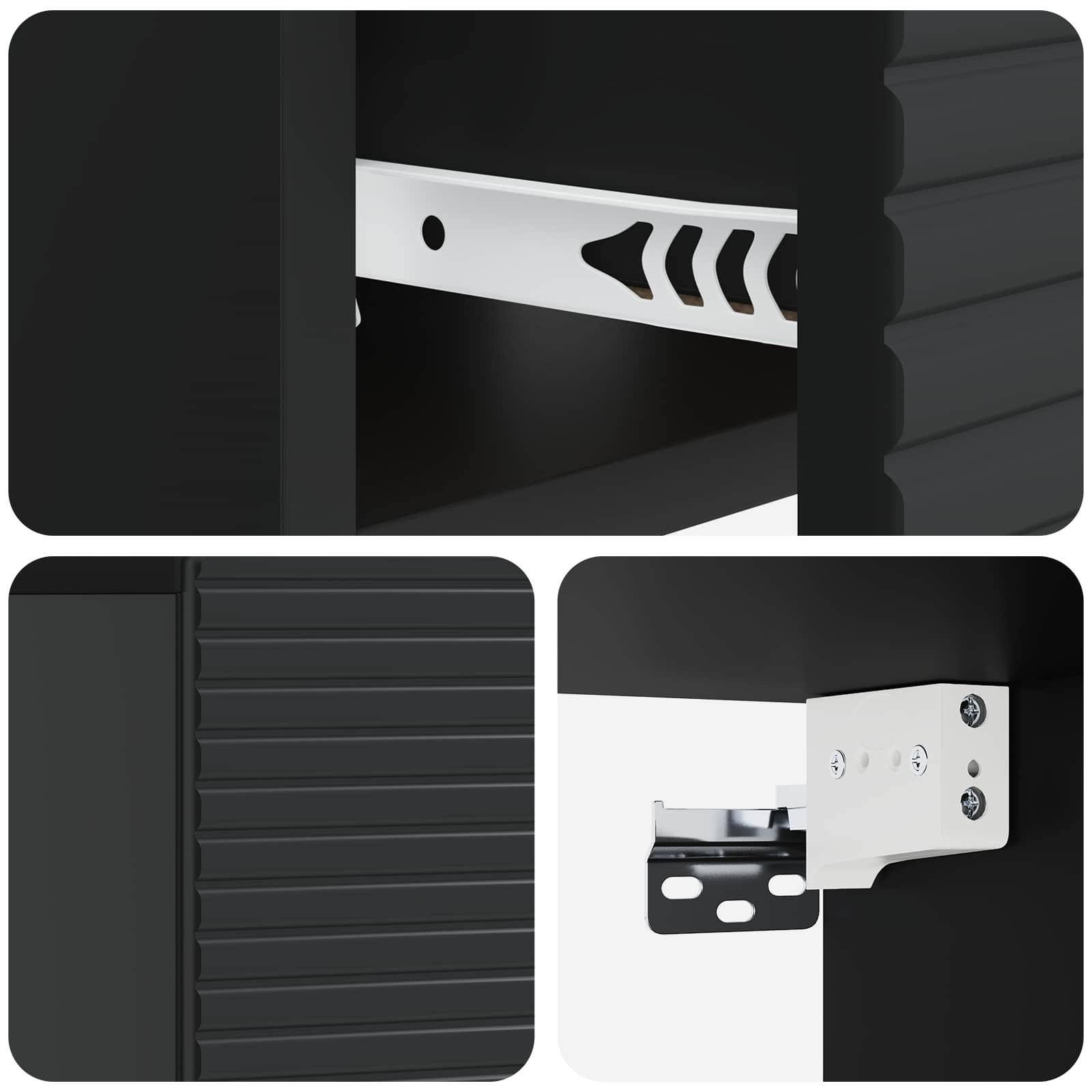 Mobiletto da notte a muro 2 pcs Nero 49 x 34,5 x 20 cm | homemem39