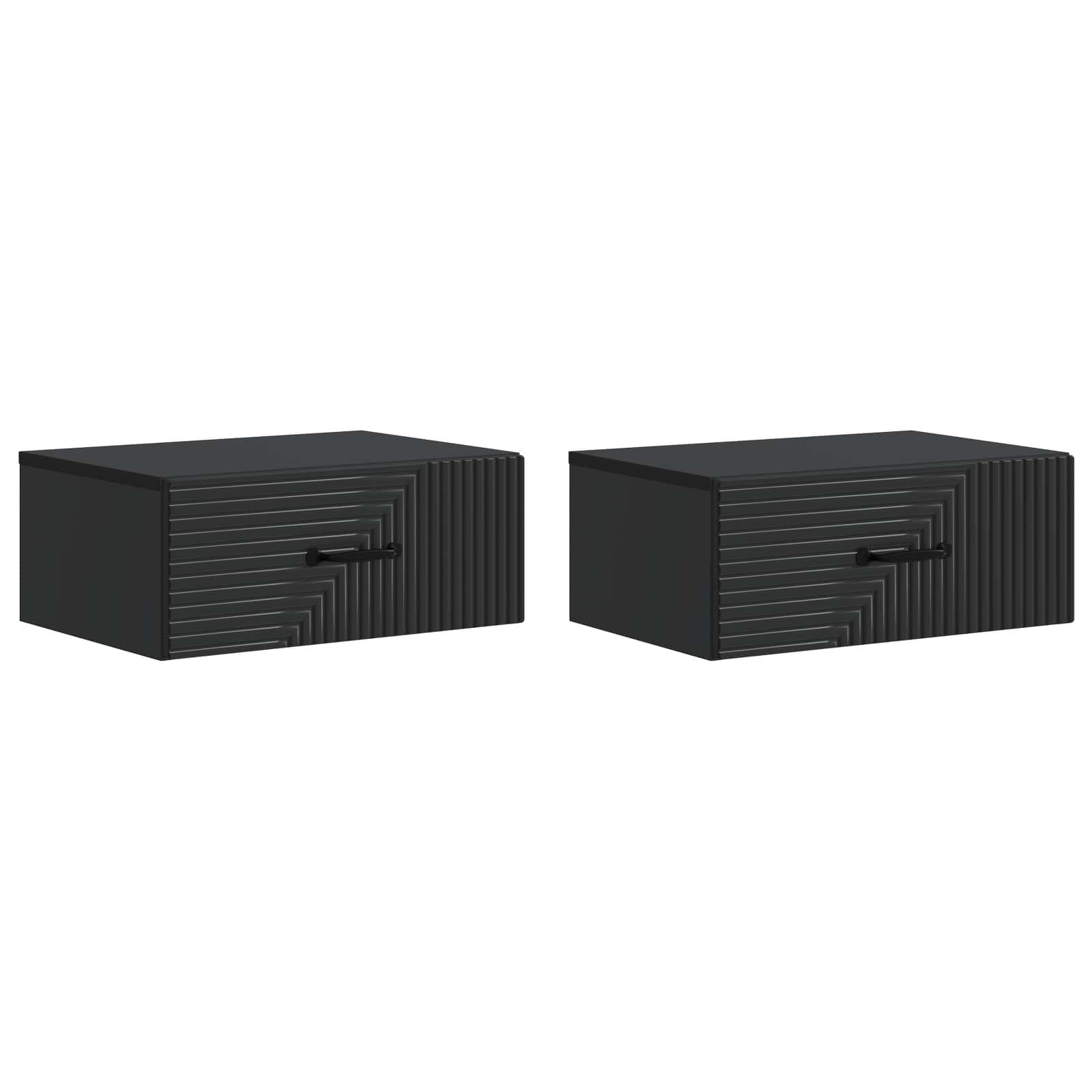 Mobiletto da notte a muro 2 pcs Nero 49 x 34,5 x 20 cm | homemem39