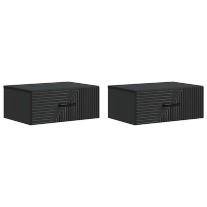 Mobiletto da notte a muro 2 pcs Nero 49 x 34,5 x 20 cm | homemem39