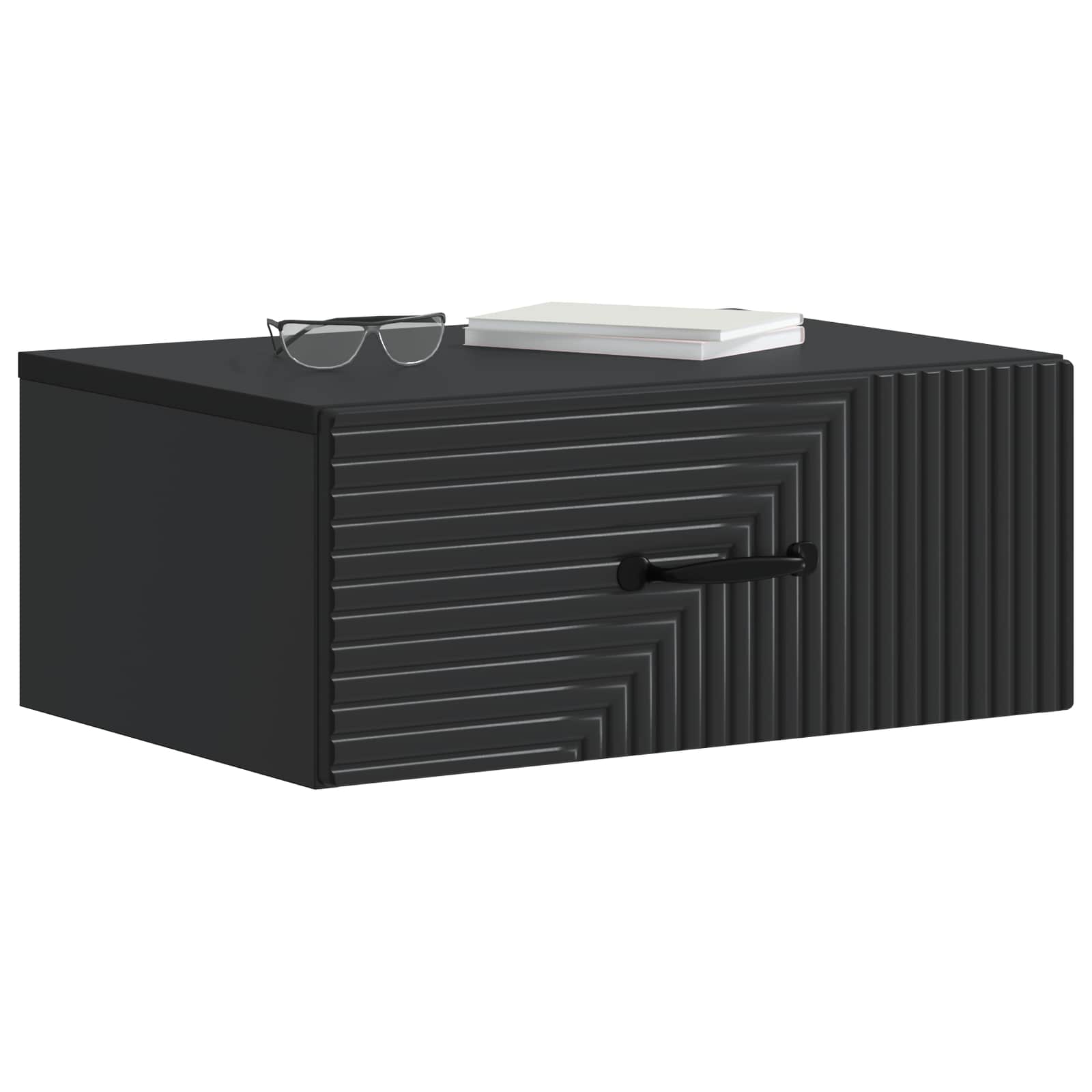 Mobiletto da notte a muro 2 pcs Nero 49 x 34,5 x 20 cm | homemem39