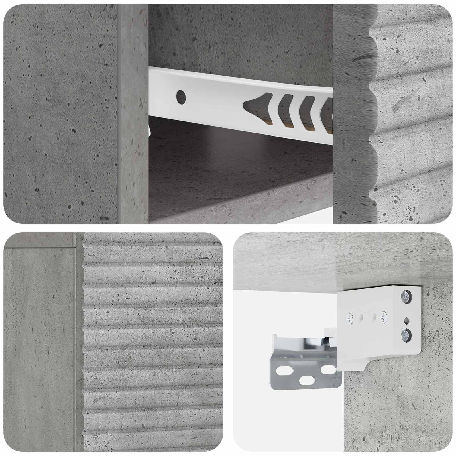 Mobiletto da notte a muro con cassetto 2 pcs Grigio Cemento | homemem39