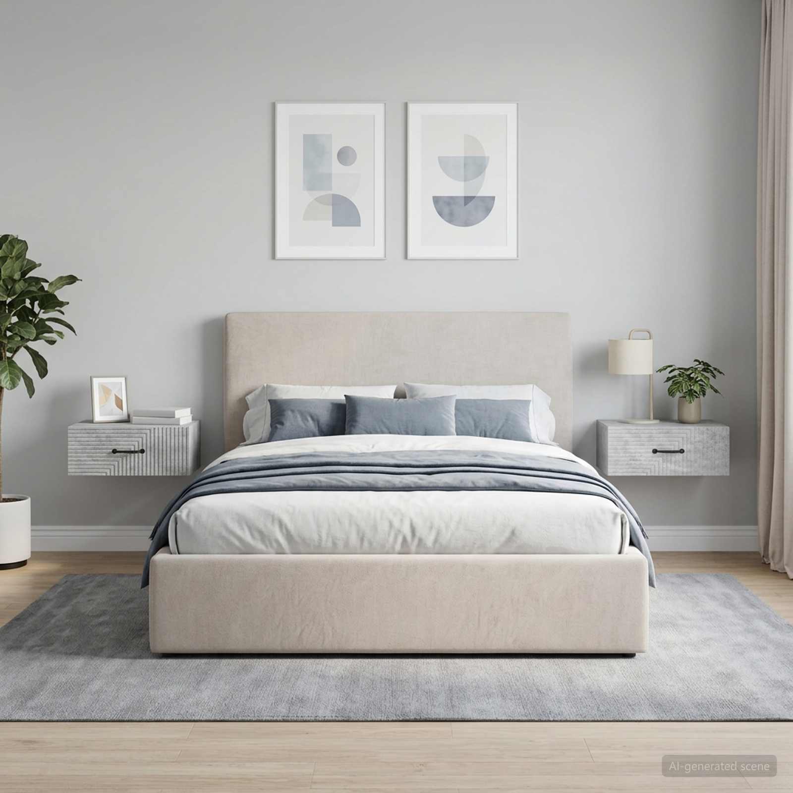 Mobiletto da notte a muro con cassetto 2 pcs Grigio Cemento | homemem39