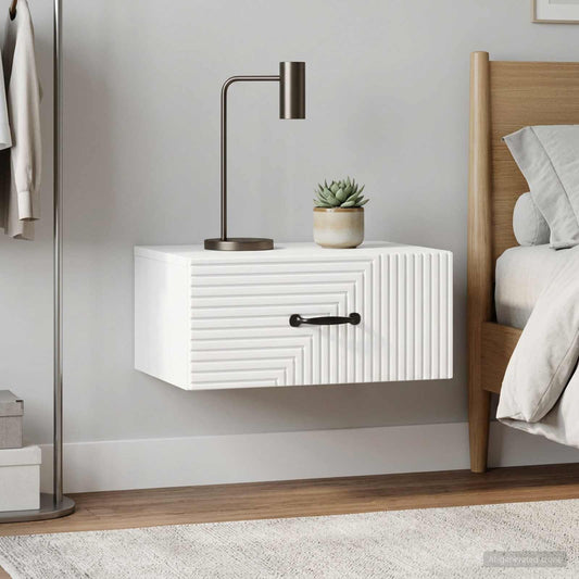 Mobiletto da notte a muro 2 pcs Bianco Lucido 49 x 34,5 x 20 cm | homemem39