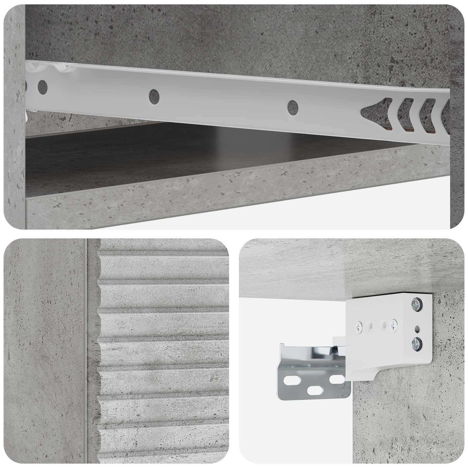 Tavolino da Parete Laterale Grigio Cemento 59 x 34,5 x 17 cm | homemem39