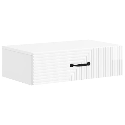 Tavolino da Parete Laterale Bianco Lucido 59 x 34,5 x 17 cm