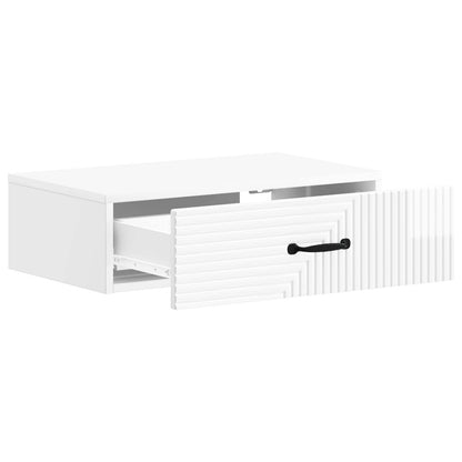 Tavolino da Parete Laterale Bianco Lucido 59 x 34,5 x 17 cm