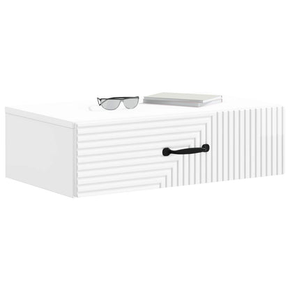 Tavolino da Parete Laterale Bianco Lucido 59 x 34,5 x 17 cm